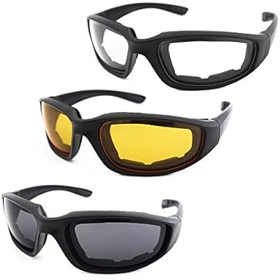 3 Pair Motorcycle Riding Glasses Padding Goggles UV Protection Dustproof Windproof Motorcycle Sunglasses for Outdoor Actives
