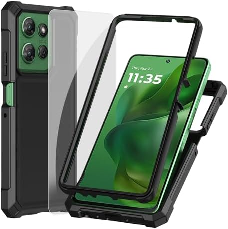Ailiber for Moto G 2025 Phone Case, Motorola G 5G 2025 Case with Screen Protector, Dual Layer Protection, Shockproof Corner TPU Bumper, Heavy Duty Protective Phone Cover-Black