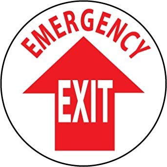 NMC WFS25 EMERGENCY EXIT Walk on Floor Warning Sign with Arrow Graphic -17