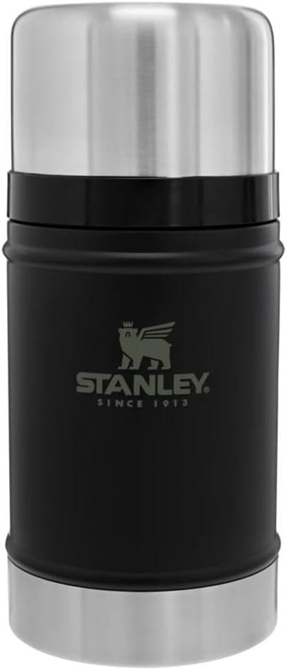 Stanley Classic Legendary Large Food Jar 24 oz | Vacuum Insulated Thermos Food Container | Wide Mouth Screw On Lid | Packable for Travel | Stainless Steel with Leakproof Lid | BPA-Free | Black 2.0