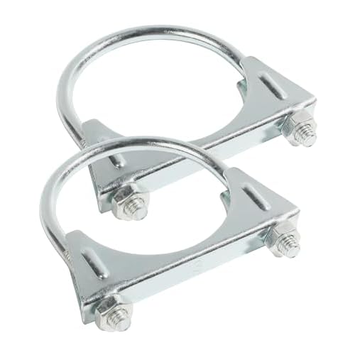 2PCS Car Exhaust Clamps,Muffler Clamp,Car Accessorie Muffler Coupling Clamp,Heavy Duty U Bolt Clamps Saddle Type,Fits Muffler Inlet and Outlet,Exhaust Pipe Inlet 3inch