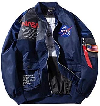 BAIMORE Mens Apollo NASA Fashion Patches Slim Fit Bomber Jackets Windbreaker