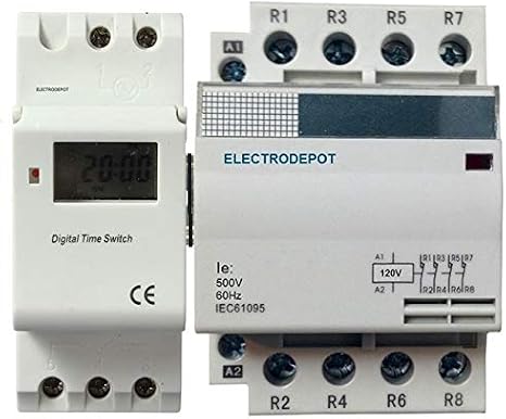 Electrodepot 50 Amp 4 Pole 7 Day, 24 Hrs Programmable Timer 220/240V Control Time Switch