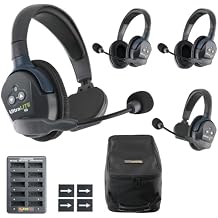 Eartec UL422 Ultralite-HD 4-Person Full Duplex Wireless Intercom Headset Communication System, Single and Dual Ear Headsets, Up to 1000ft Range, U.S. Company