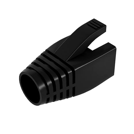 50 Pcs Cat6 Cat6A Cat7 Strain Relief Boot, RJ45 Plug Connector Cover Modular Network Plug Cap Cable Connector Boots, Black