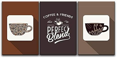 wall26 3 Panel Canvas Wall Art - Coffee Concept Art - Giclee Print Gallery Wrap Modern Home Art Ready to Hang - 16"x24" x 3 Panels