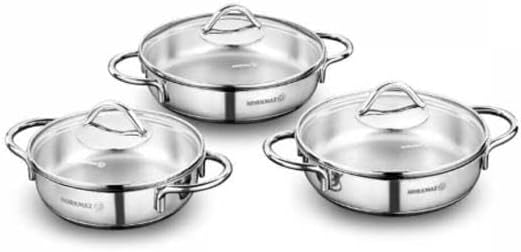 Korkmaz A1805 Tombik Series Stainless Steel 6 Piece Omelette Set 3xLow Casserole