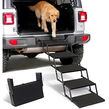 Foldable Dog Car Steps - Upgraded Non-Slip Pet Stairs for Large Dogs, Portable Metal Frame Dog Ramps for High SUV, Truck and Cars, Lightweight Pet Ladder with High Load-Bearing Capacity,Up to 350Lbs