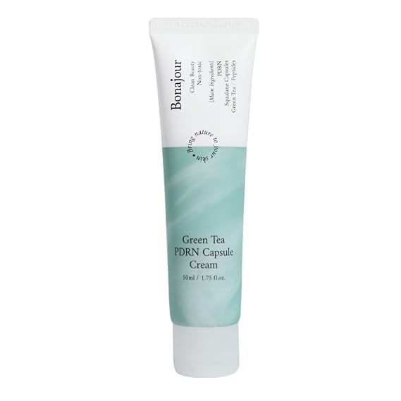 BONAJOUR] Green Tea PDRN Capsule Cream 100H Hydration Clinically Tested, Radiance Boosting Moisturizer with Squalane Capsules & 11 Hyaluronic Acids for Dry Skin