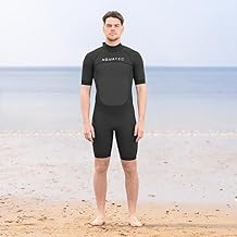 AQUATEC Short Sleeve Men's Wetsuit - 2X Thicknesses: 2mm & 3/2mm | Spring/Summer Mens Wetsuit - Shorty Wet Suits for Men - Ideal for Water Sports & Swimming