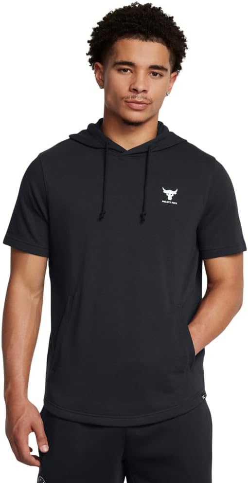 Under Armour Men's Project Rock Payoff Short Sleeve Terry Hoodie Hooded Sweatshirt (pack of 1)