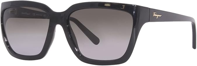 Salvatore Ferragamo Sunglasses Square Full Rim, Black Frame and Grey Gradient Lens SF1018S001