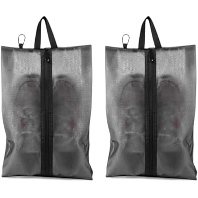 2 Pack Shoe Bags for Travel, Sneaker Bags, Waterproof Travel Shoe Bags with Zipper for Packing, Golf Shoe Dust Bags for Man and Women, Medium, Black
