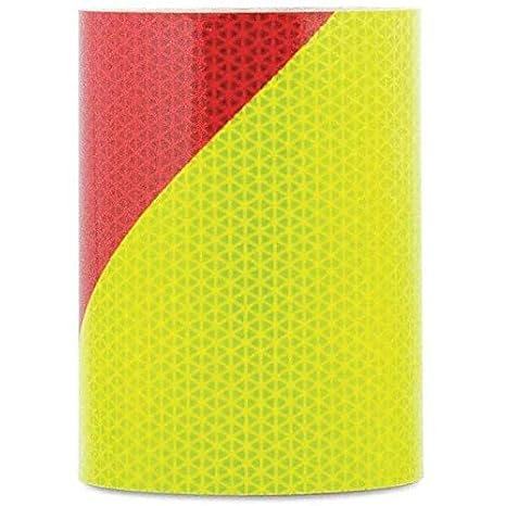 Safe Way Traction 6" x 10' Roll Orafol Oralite V98 Conformable Pre-Striped Chevron Fluorescent Lime Yellow and Red Striped Reflective Safety Tape Right Hand Slant