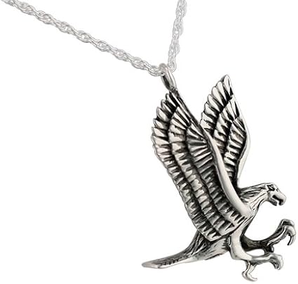 Large Eagle Pendant and Necklace for Ashes, Sterling Silver, Cremation Jewelry for Ashes