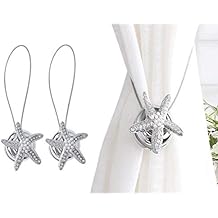Noviko Silver Curtain Tiebacks Starfish Magnetic Curtain Holdbacks(1 Pair)