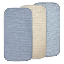 mushie Water Repellent Changing Pad Liners | Made with Organic Cotton | Set of 3 (Blue Combo)