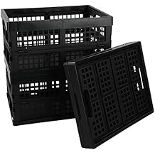 3-Pack 15 L Plastic Folding Storage Baskets, Collapsible Storage Crates, Black
