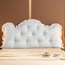 Reading &Amp Bed Rest Pillows Cartoon Headboard Pillow with Secure Straps All-Season Support, High Resilience PP Cotton, Easy-Wash Cover for Reading or Relaxing in Bed,Blue,47.2in
