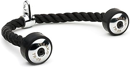 IVANKO TR-29 Tricep Rope Cable Attachment Heavy Duty Cable Machine Attachment with Forged Steel Swivel and Safety End Stops Commercial Gym Tricep Pushdown Rope