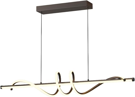 LED Pendant Lights Kitchen Island, 3000k-6000K Adjustable Color Dining Room Light Fixture, Dimmable with Remote Control Linear Ceiling Chandelier Aluminum for Kitchen,Living,Dining,Bedroom 100CM Black [Energy Class E]