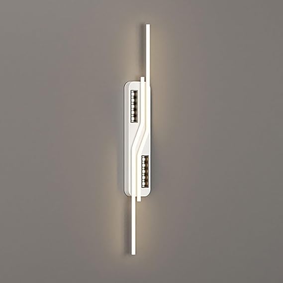 Ultra-Thin Linear Wall Lamp, Bedside Wall Sconce, Metal Strip Wall Light with Acrylic Lampshade, Modern LED Wall Lamps - 3 Color Mode, White Geometric Long Wall Lights