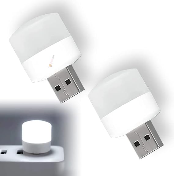 CurrentCounter Mini USB LED Light, 1W Energy Saving, Night Lighting, Guide Night Light, Book Reading Lamp Light, Small Round Lights (2PCS)