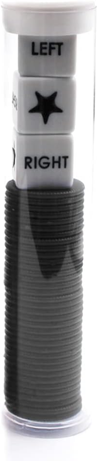 Spidfee Rigth Left Center Dice Game Set with 3 Dices + 36 Chips, Black Chips