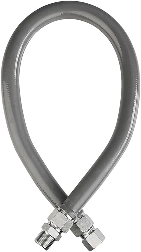 24" 3/4"MIP x 3/4"FIP Gas Connector Hose Supply(1"OD),Gray PVC Coated Gas Line,Full Flow Gas Hose for Indoor and Outdoor