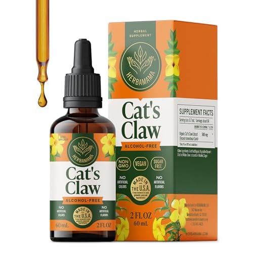 HERBAMAMA Cats Claw Tincture - Vegan Cats Claw Extract Supplement for Immune Support - Non-GMO, Alcohol & Sugar-Free Uncaria Tomentosa Drops