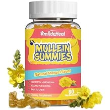 Mullein Gummies 3000MG, Sugar Free Mullein Gummies with Bromelain & Quercetin, Mullein Leaf Extract Supplements for Lungs, Vegan, 60 Count
