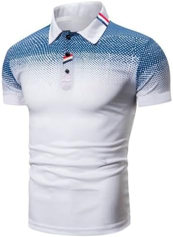 Mens Summer Polo Slim Fit Shirt Printed Short Sleeve Athletic Golf Tennis T-Shirt