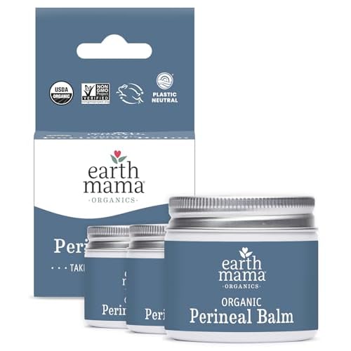 Earth Mama Organic Perineal Balm | Naturally Cooling Herbal Salve for Pregnancy and Postpartum Relief with Witch Hazel & Calendula, Feminine Care Essentials, No Benzocaine or Butane, 2-Oz 3-Pack