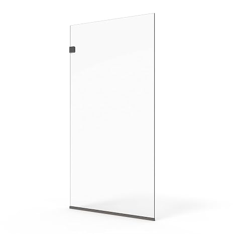 Fab Glass and Mirror 24x72 Frameless Shower Panel - 3/8" Thick Tempered Safety Glass - Fixed Bathroom Partition - Oil Rubbed Bronze Finish - Contemporary Design