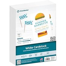 PrintWorks White Cardstock 8.5" x 11" - 67 lb/147 gsm Vellum Bristol - 250 Sheets - Made in the USA - SFI Certified - 92 Bright - Card Stock Printer Paper for School, Craft, Office Use (00564)
