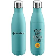 Personalized Custom 17oz Water Bottle, Stainless Steel Insulated Double Wall Vacuum Water Bottle Leak-Proof Cups for Sports & Travel (Blue, 100 pack)