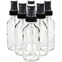 Vivaplex, 6, Clear, 2 oz Glass Bottles, with Black Fine Mist Sprayers