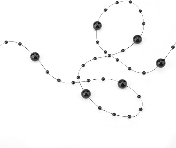Beufee10m/32.8ft Feet Fishing Line Artificial Pearls String Beads Chain Garland Flowers Wedding Party Decoration,Party Supplies Floral Centerpieces Decoration(Black)