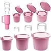 Ice Cube Tray Molds for Stanley Cup - Set of 3 Silicone Trays in Different Sizes for Ice Cubes,Silicone Hollow Cylinder Ice Molds Set with Lid and Bin(Pink)