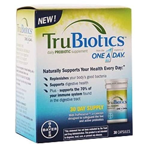 TruBiotics Daily Probiotic, 30 Capsules - Gluten Free, Soy Free Digestive  Immune Health Support Supplement for Men and Women Pack of 2
