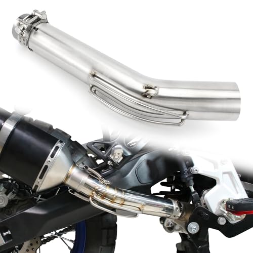 Motorcycle Exhaust Middle Pipe, Stainless Steel Exhaust Muffler Mid Link Pipe Compatible with Tenere 700 XTZ690 2019-2025