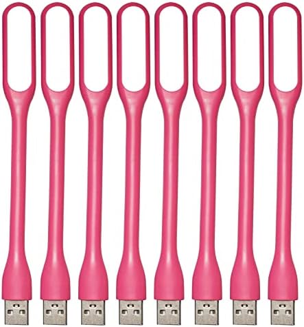 Flexible Mini USB LED Lamp Light Portable Night Light Compatible for Power Bank, Laptop, Notebook, Reading, Computer Keyboard USB Reading Light 8pcs, Pink