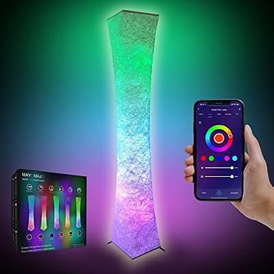 61 Inch Smart Floor Lamp, Soft Light RGB Color Changing, Voice Control, Compatible with Alexa & Google Home, Music Sync Mood Lighting for Living Room Bedroom Party Decor