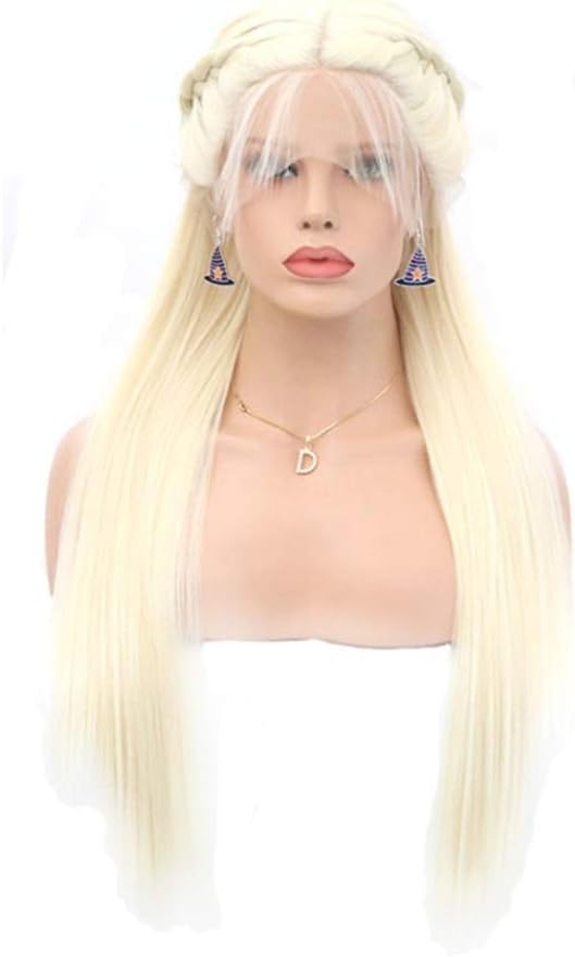 Wig European and Fashion Dice Half Shawl Hair Long Hair Straight Hair Front Lace Chemical Fiber Hair Wig Headgear