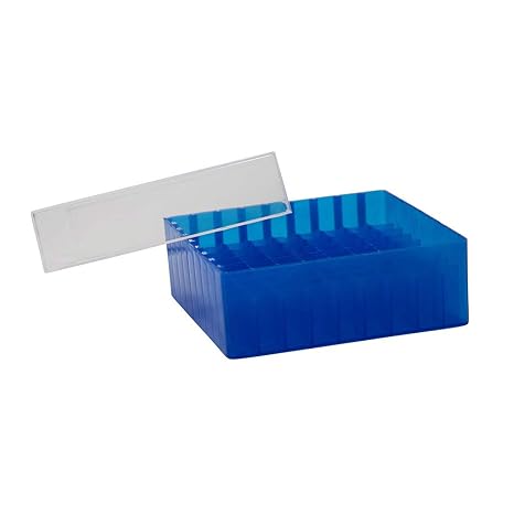 81-Place Tube Storage Containers (5 Boxes) Polypropylene Plastic Storage Containers for 1.5-2 ml Tubes Cryogenic Microcentrifuge Tube Rack w/Drain Holes - Freezer Storage Containers
