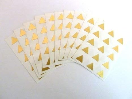 150 Labels, 10mm Triangle, Matt Gold, Colour Code Stickers, Self-Adhesive Sticky Coloured Labels