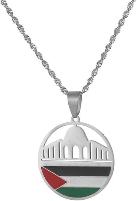 Stainless Steel Al-Aqsa Mosque And Palestine Pendant Necklaces For Women Men