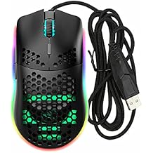 RGB Gaming Mice Mouse 6400 DPI USB Flowing Backlit Light Wired PC Laptop Compute - Black