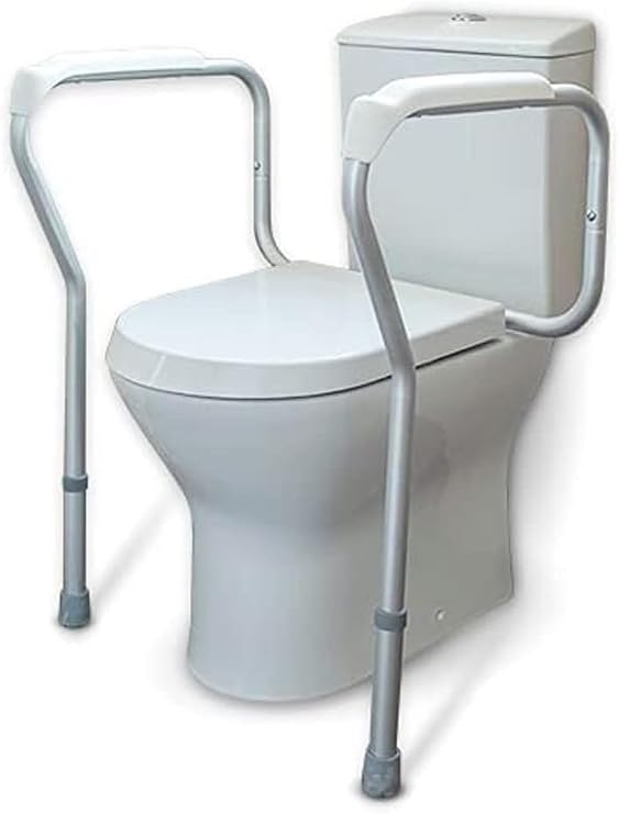 Toilet Safety Rails Adjustable Toilet Assistance Handles Safety Frames Non-Slip Bathroom Toilets Frame for Adults Elderly Disabled Handicap,Fit for Most Toilet 220 lbs