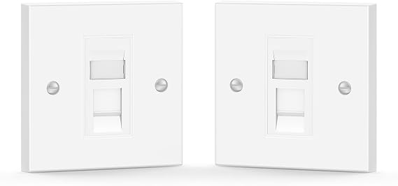VCE Cat6 RJ45 Socket with RJ45 Module, Double Port, White, 2 Pack